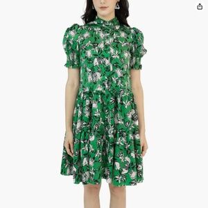 SIXDO Green Floral Knee Length Button Down Dress NWT Size XL